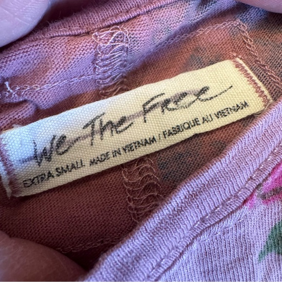 Free People Women's Red Nina Boheme Printed Tee Oversized XS S M L - Picture 3 of 6